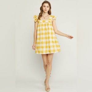 NWT Red Dress Boutique | Entro Mustard Gingham Dress Size M